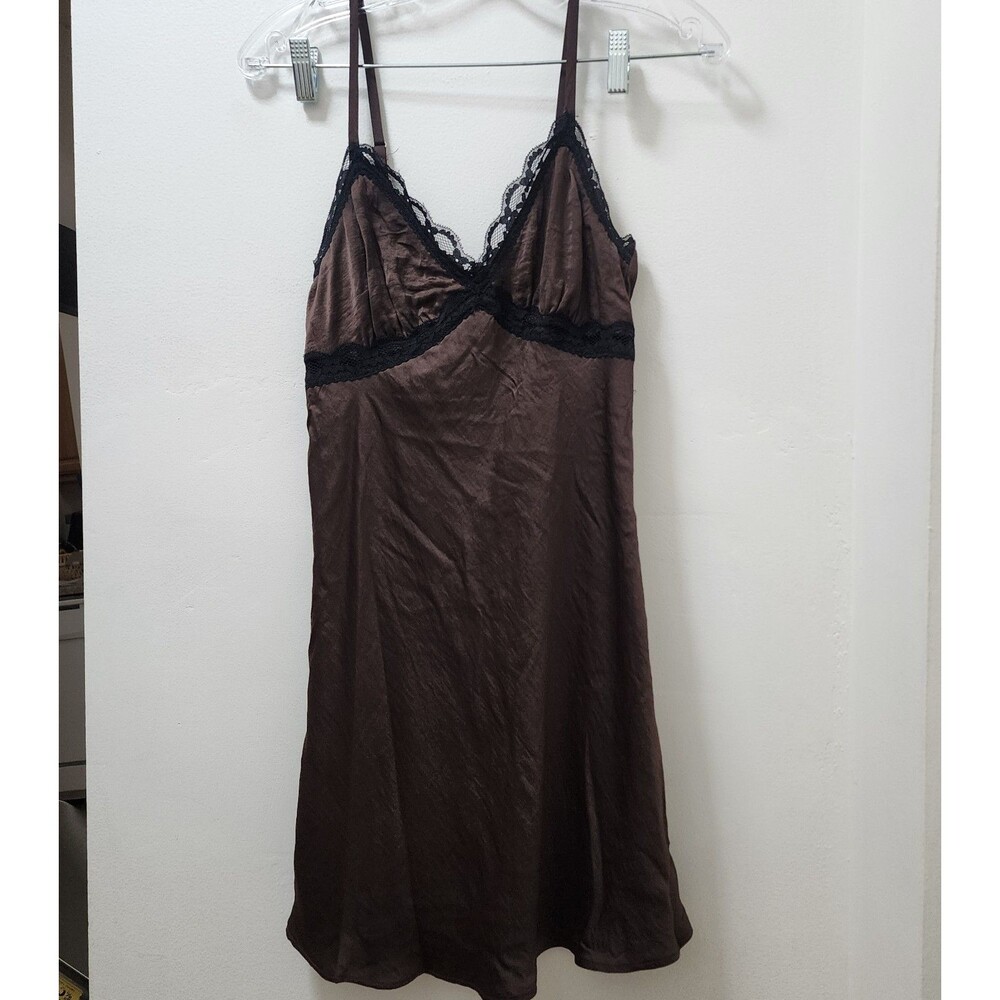 Wild Fable dark brown lace trim chemise babydoll mini dress S y2k fairy whimsy